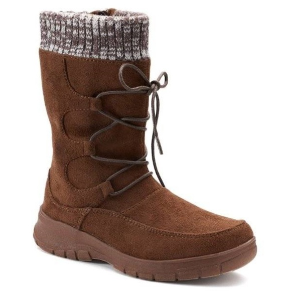 Womens Winter Boots Brown Itasca Water Resistant 10 Suede Zip Up Round Toe - Picture 1 of 4